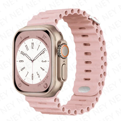 Stylish Ocean Silicone Strap for Apple Watch Ultra 2 & Series - Perfect Fit for 49mm, 45mm, 44mm, 42mm, 41mm, 40mm, 38mm