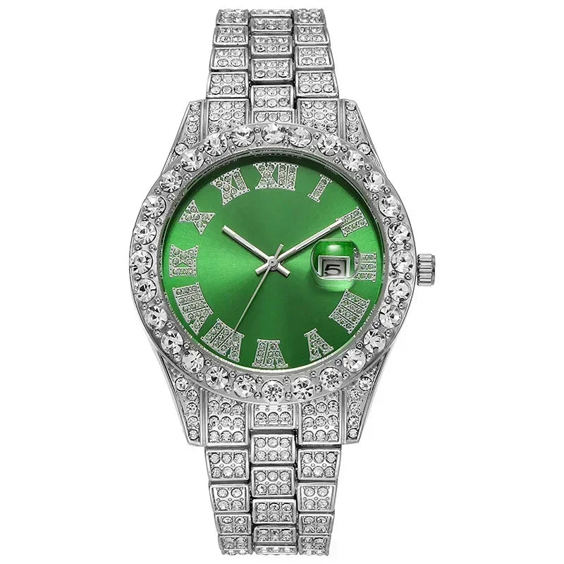 Elevate Your Style with the Full Iced Out Men’s Watch - Multiple Colors Available for the Ultimate Hip Hop Bling!
