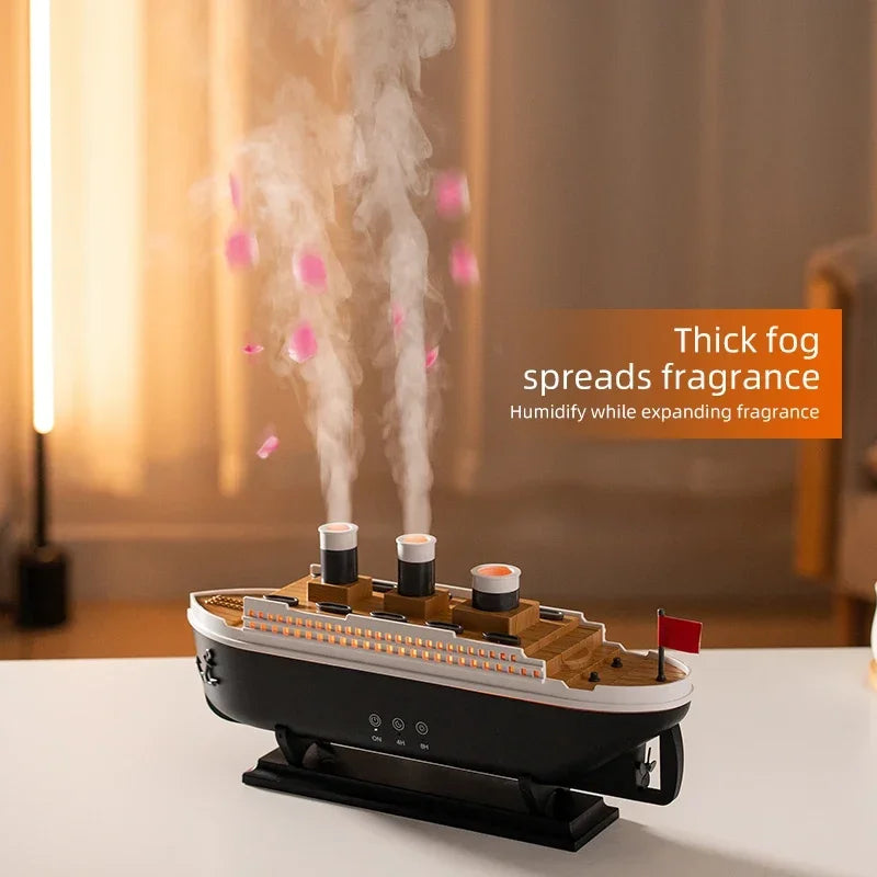 Retro Ship Air Humidifier Ultrasonic Aromatherapy Diffusers Mist Maker Fragrance Essential Oil Aroma Difusor Remote Control
