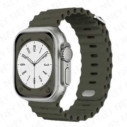 Stylish Ocean Silicone Strap for Apple Watch Ultra 2 & Series - Perfect Fit for 49mm, 45mm, 44mm, 42mm, 41mm, 40mm, 38mm
