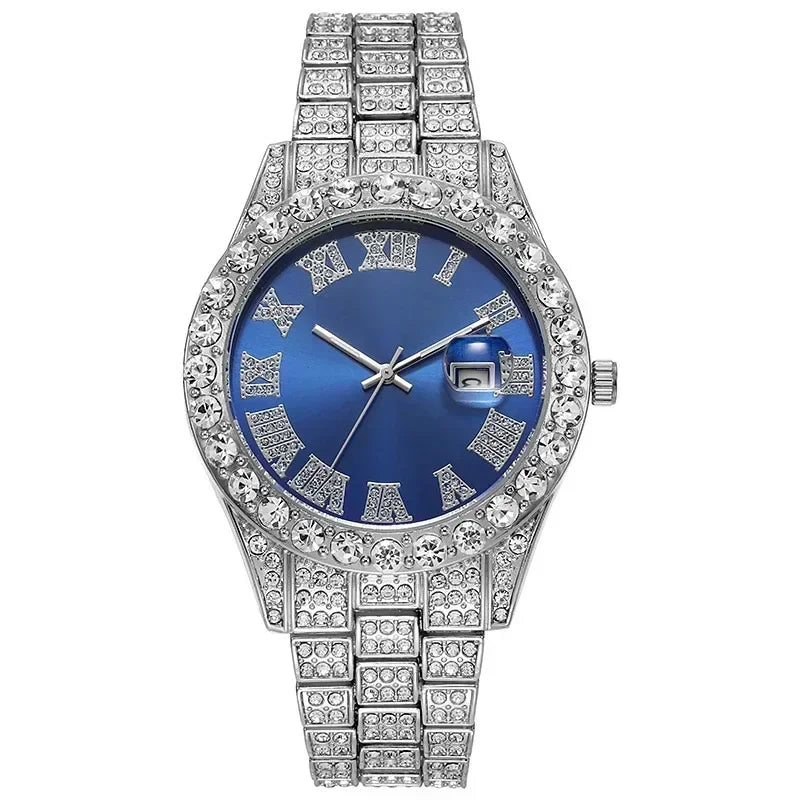 Elevate Your Style with the Full Iced Out Men’s Watch - Multiple Colors Available for the Ultimate Hip Hop Bling!