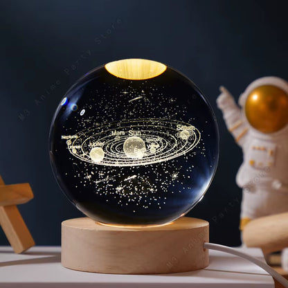Enchanting 3D Crystal Ball Night Light – Glowing Galaxy Lamp for Kids and Adults, Perfect Birthday Gift and Home Décor