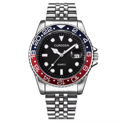 Stylish Men's Quartz Watch with Stainless Steel Band - Casual Calendar Design for Students and Trendsetters - Green Relogios Masculinos 2024