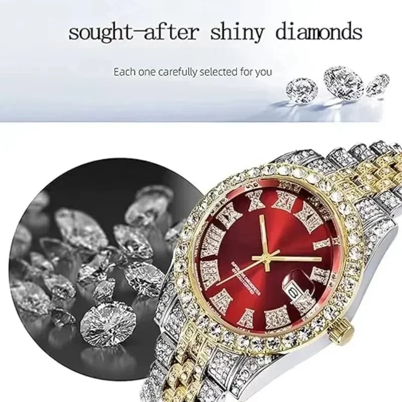 Elevate Your Style with the Full Iced Out Men’s Watch - Multiple Colors Available for the Ultimate Hip Hop Bling!