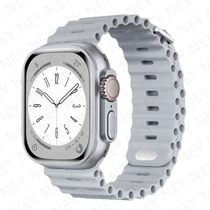 Stylish Ocean Silicone Strap for Apple Watch Ultra 2 & Series - Perfect Fit for 49mm, 45mm, 44mm, 42mm, 41mm, 40mm, 38mm