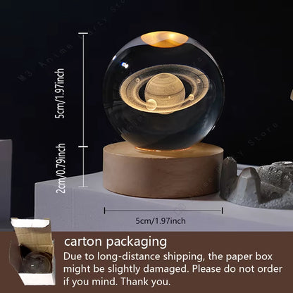 Enchanting 3D Crystal Ball Night Light – Glowing Galaxy Lamp for Kids and Adults, Perfect Birthday Gift and Home Décor
