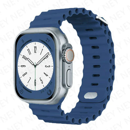 Stylish Ocean Silicone Strap for Apple Watch Ultra 2 & Series - Perfect Fit for 49mm, 45mm, 44mm, 42mm, 41mm, 40mm, 38mm