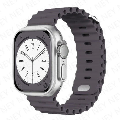 Stylish Ocean Silicone Strap for Apple Watch Ultra 2 & Series - Perfect Fit for 49mm, 45mm, 44mm, 42mm, 41mm, 40mm, 38mm