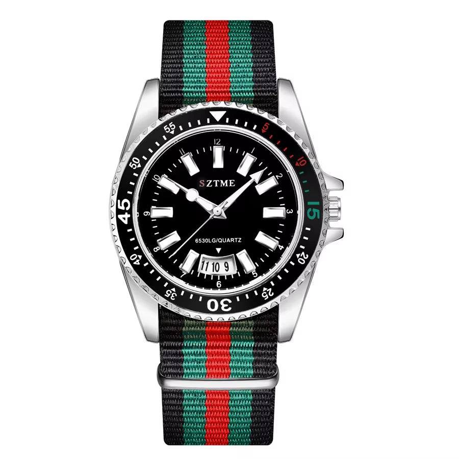 Chic Women's Nylon Strap Calendar Watch - Elegant Luminous Quartz Timepiece for Couples