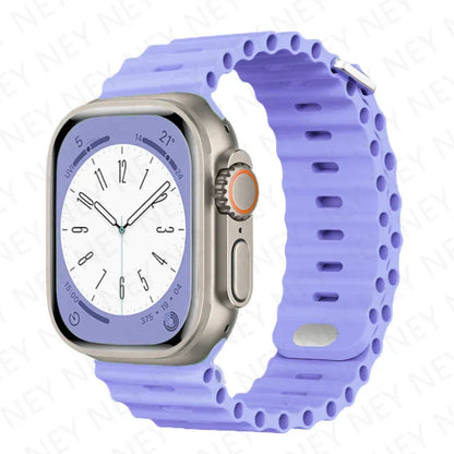 Stylish Ocean Silicone Strap for Apple Watch Ultra 2 & Series - Perfect Fit for 49mm, 45mm, 44mm, 42mm, 41mm, 40mm, 38mm