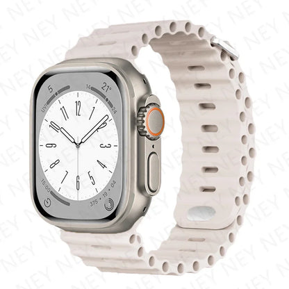 Stylish Ocean Silicone Strap for Apple Watch Ultra 2 & Series - Perfect Fit for 49mm, 45mm, 44mm, 42mm, 41mm, 40mm, 38mm