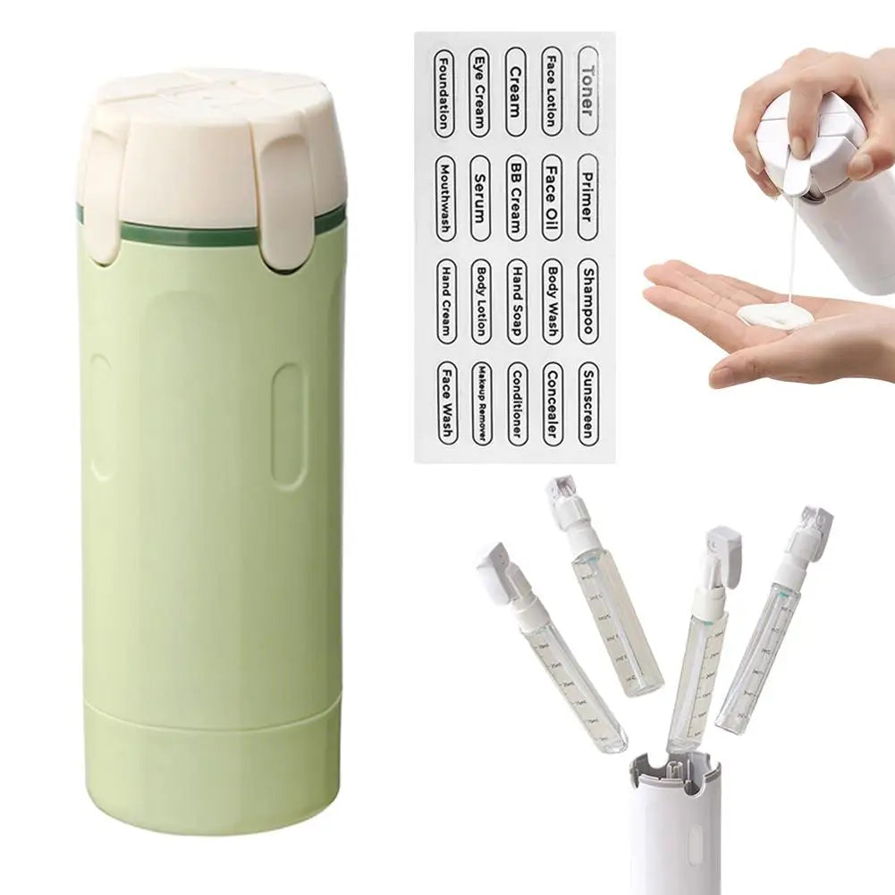 4-in-1 Portable Travel Bottles – Leak-Proof Dispenser for Lotion, Conditioner, and More!