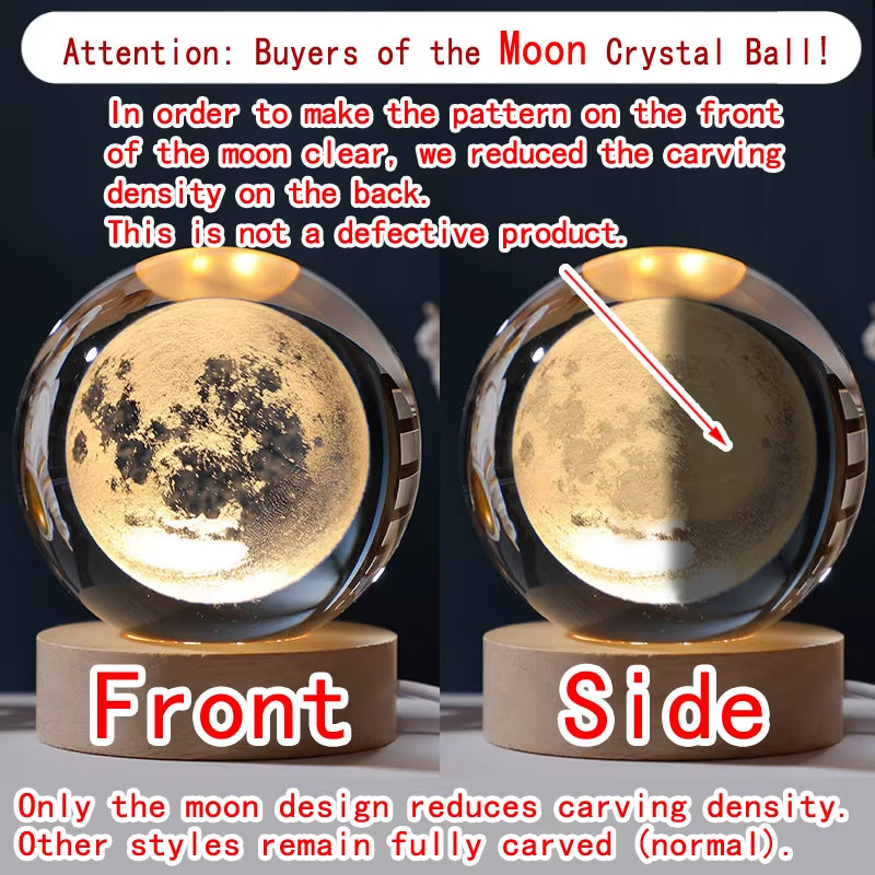 Enchanting 3D Crystal Ball Night Light – Glowing Galaxy Lamp for Kids and Adults, Perfect Birthday Gift and Home Décor