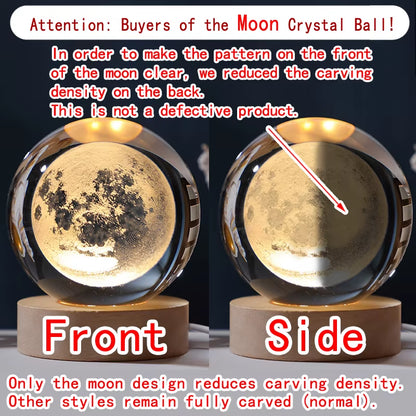 Enchanting 3D Crystal Ball Night Light – Glowing Galaxy Lamp for Kids and Adults, Perfect Birthday Gift and Home Décor