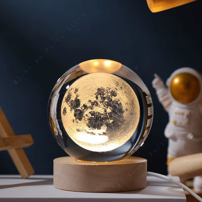 Enchanting 3D Crystal Ball Night Light – Glowing Galaxy Lamp for Kids and Adults, Perfect Birthday Gift and Home Décor