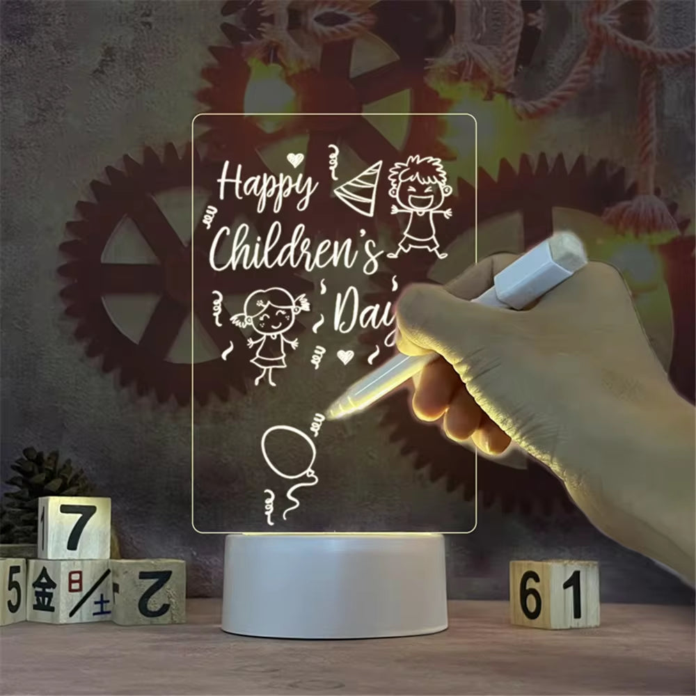 Transform Your Space with the Transparent Luminous LED Night Light - A Versatile Acrylic Message Board for Creative Expression and Ambient Glow