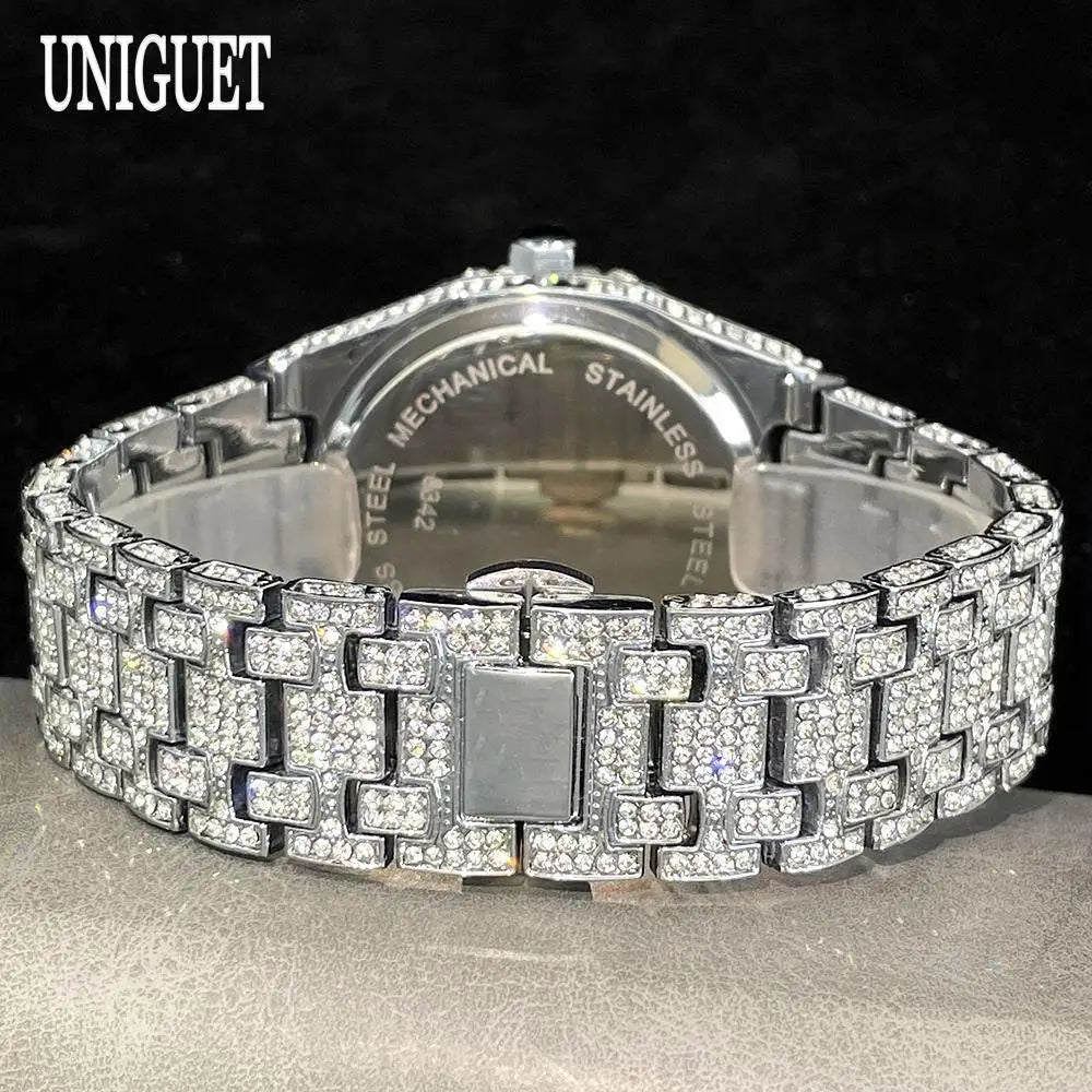 Elevate Your Style with the UNIGUET Luxury Iced Out Waterproof Quartz Watch for Men - Perfect for Hip Hop Fashion and Special Occasions!