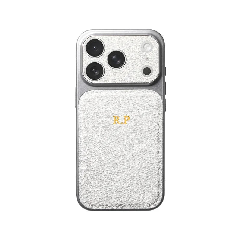Elevate Your Style with a Customizable Gold and Silver Initials Leather Case for iPhone 15, 14, 13, 17 Pro Max - Luxury Protection Meets Personalization