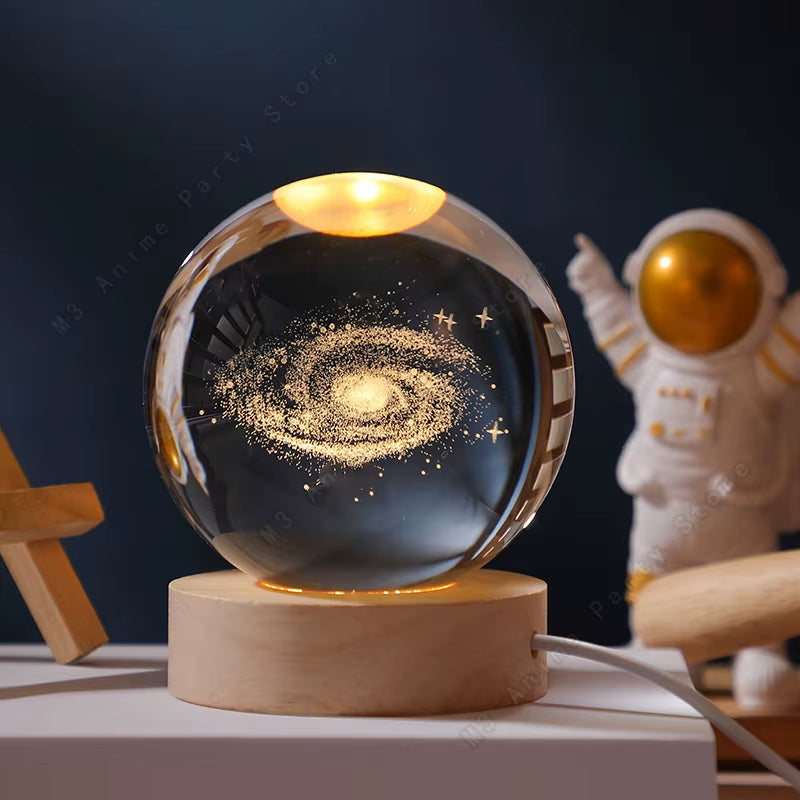Enchanting 3D Crystal Ball Night Light – Glowing Galaxy Lamp for Kids and Adults, Perfect Birthday Gift and Home Décor