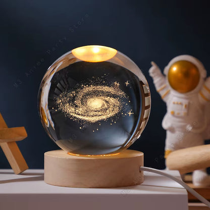 Enchanting 3D Crystal Ball Night Light – Glowing Galaxy Lamp for Kids and Adults, Perfect Birthday Gift and Home Décor