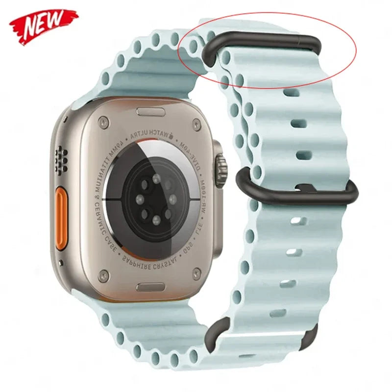 Explore the Ocean Strap: Premium Silicone Band for Apple Watch Ultra 2, 49mm & More - Perfect for Water Sports!