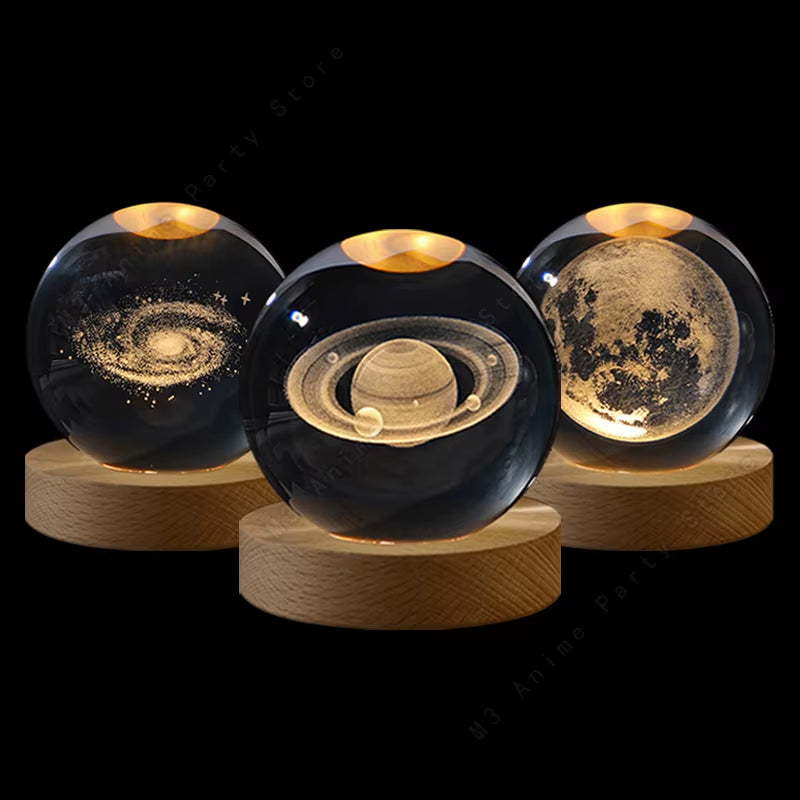 Enchanting 3D Crystal Ball Night Light – Glowing Galaxy Lamp for Kids and Adults, Perfect Birthday Gift and Home Décor