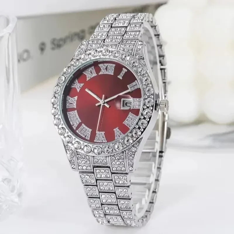 Elevate Your Style with the Full Iced Out Men’s Watch - Multiple Colors Available for the Ultimate Hip Hop Bling!